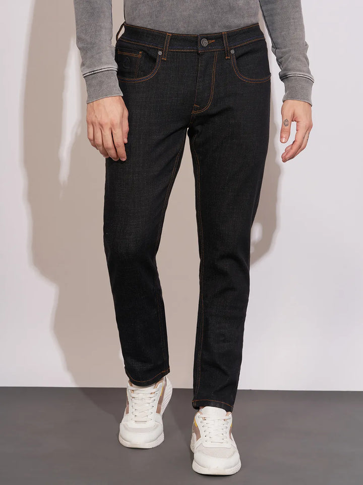 Black Slim Fit Denims For Men By Being Human Clothing