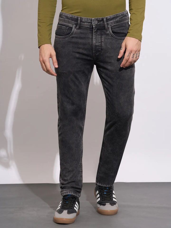 Grey Argon-Cropped Fit Denims for Men by Being Human Clothing