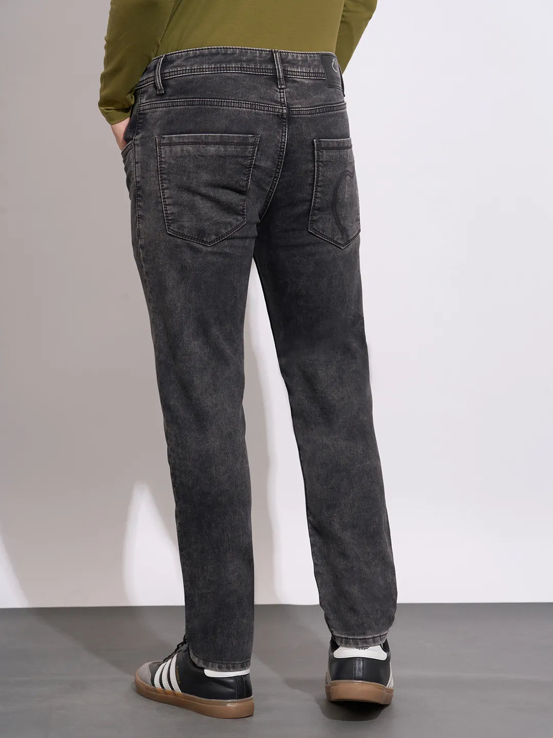 Being Human Men's Grey Mid-Rise Cropped Fit Skinny Jeans