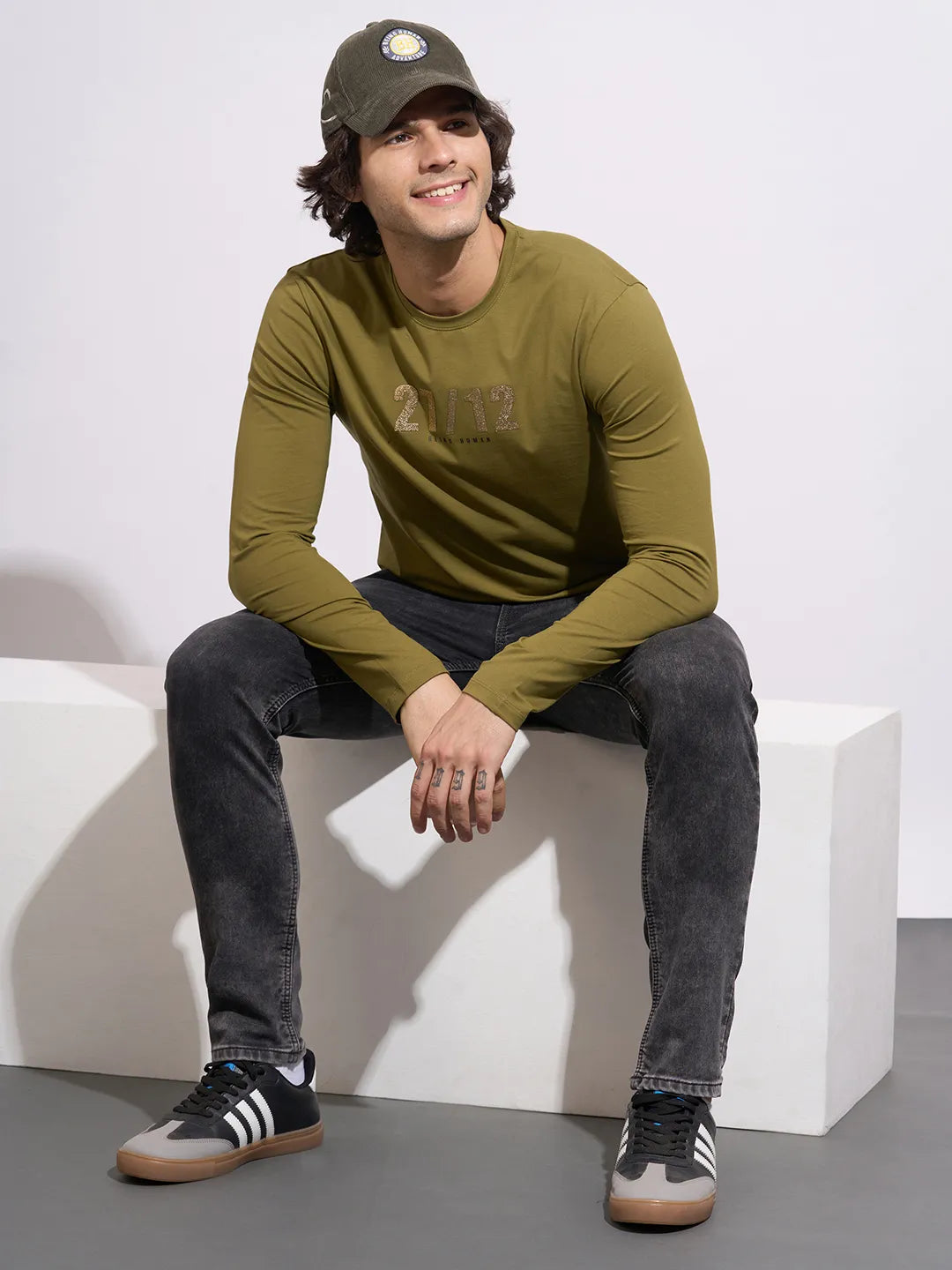 Being Human Men's Grey Mid-Rise Cropped Fit Skinny Jeans