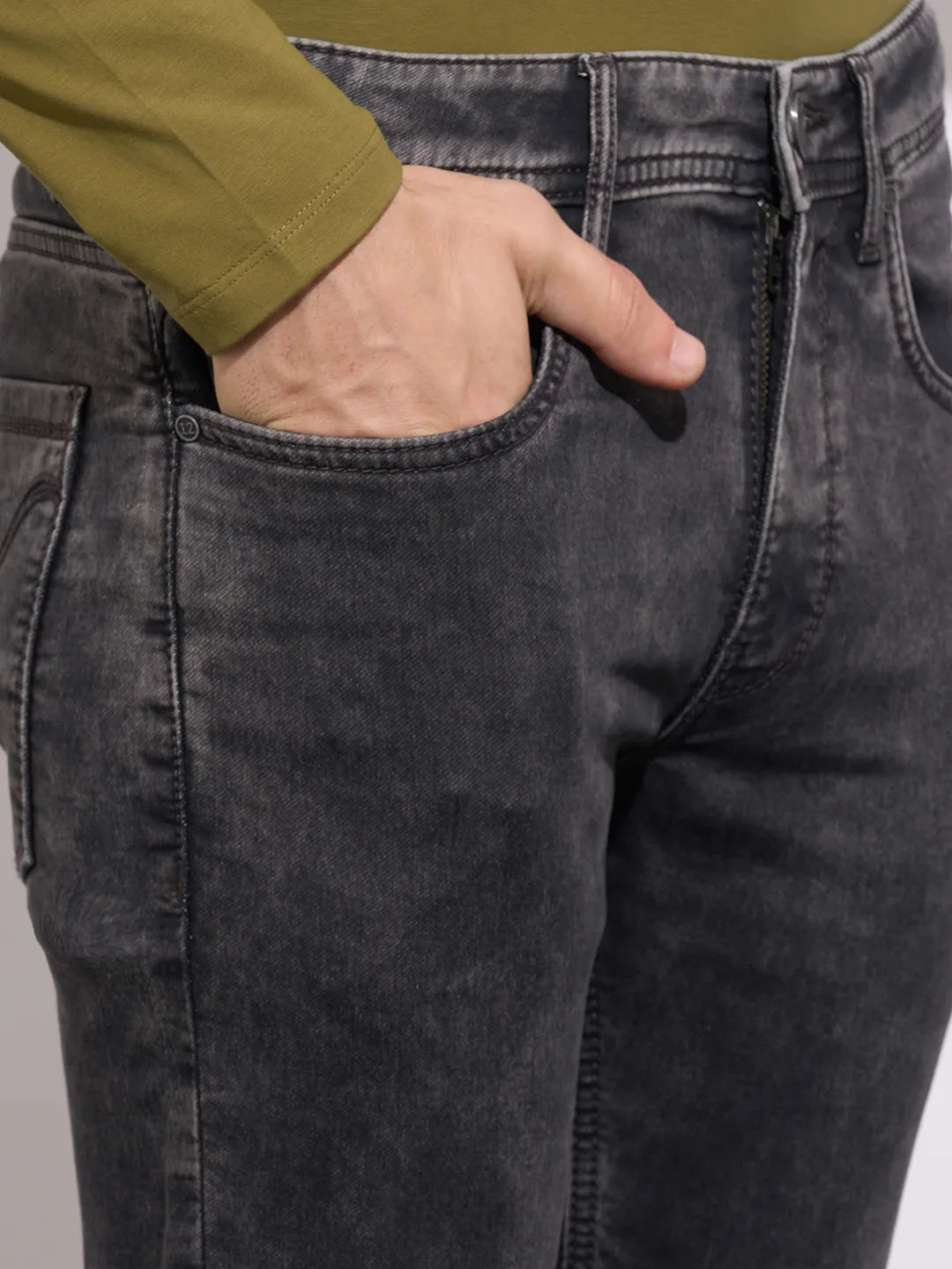 Being Human Men's Grey Mid-Rise Cropped Fit Skinny Jeans