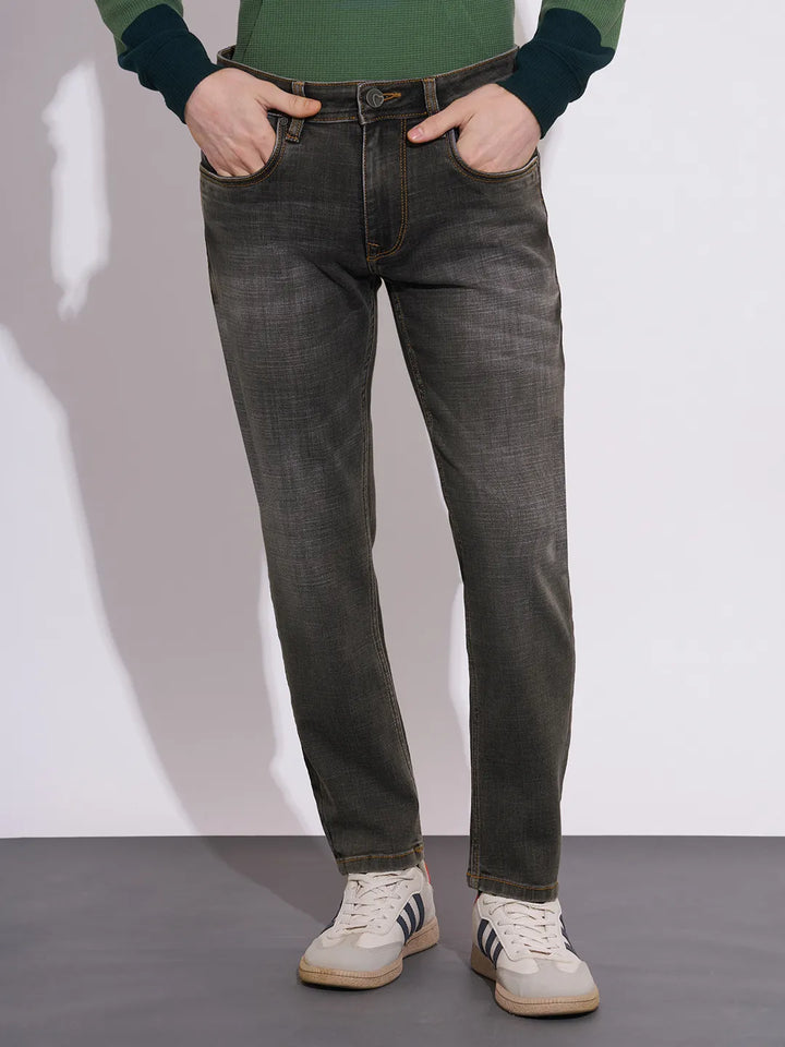 Grey Helium-Skinny Fit Denims for Men by Being Human Clothing