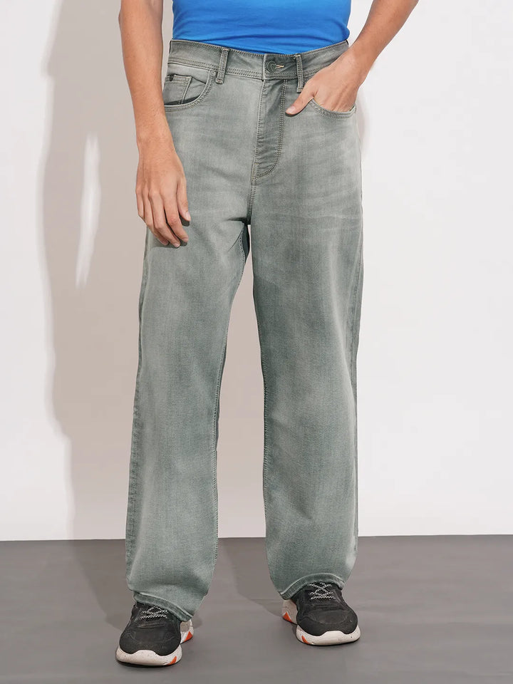 Grey Anti Fit Denims For Men By Being Human Clothing