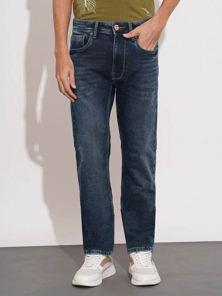 Blue Krypton-Straight Fit Denims for Men