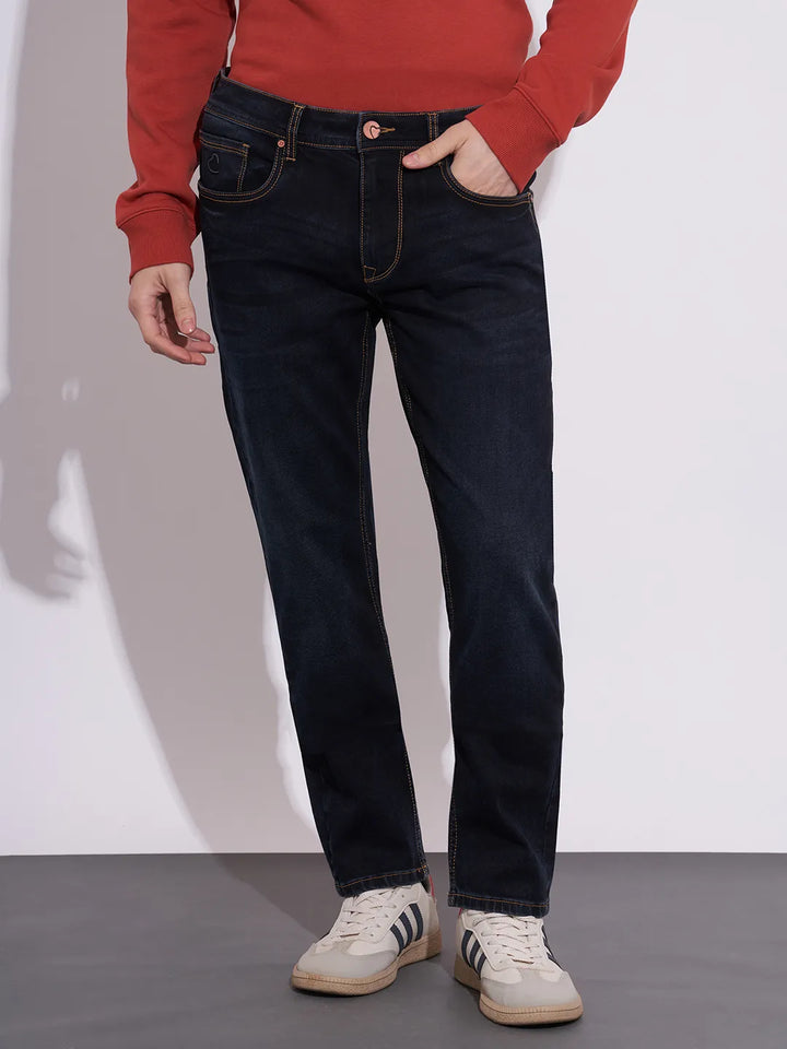 Dark Blue Slim Fit Denims For Men By Being Human Clothing
