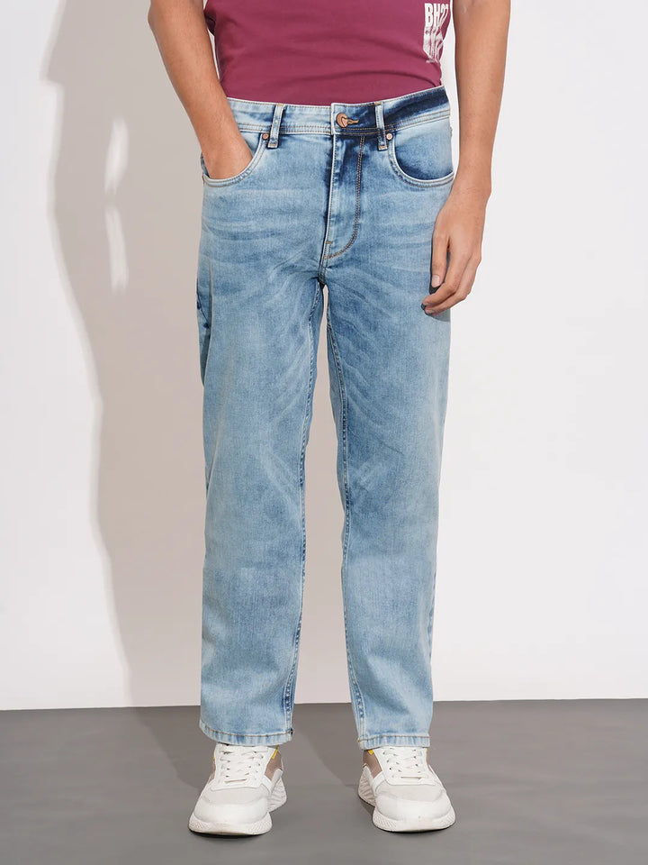 Blue Krypton-Straight Fit Denims for Men