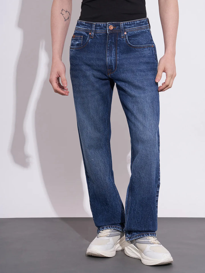 Blue Krypton-Straight Fit Denims for Men