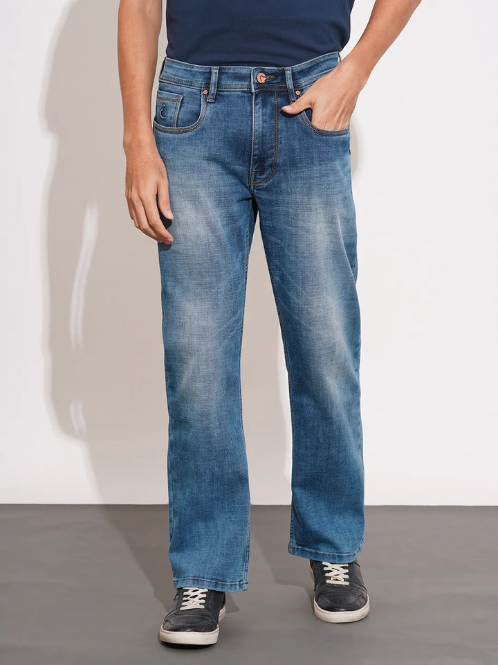 Blue Straight Fit Denims For Men By Being Human Clothing
