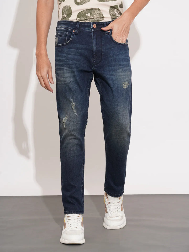 Dark Blue Slim Fit Denims For Men By Being Human Clothing