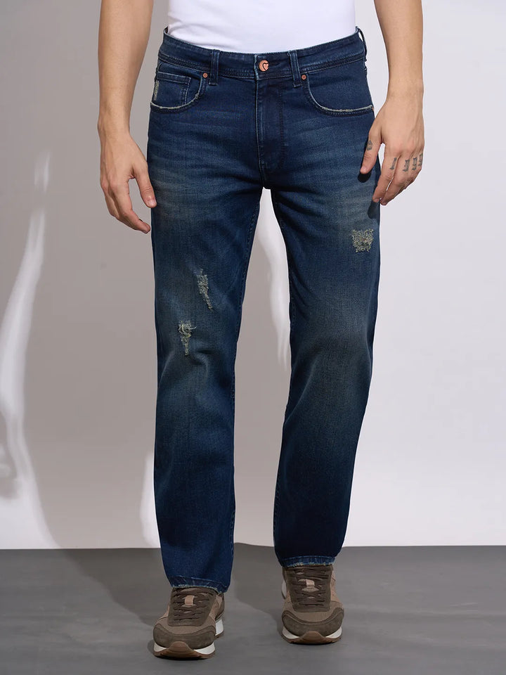Blue Krypton-Straight Fit Denims for Men