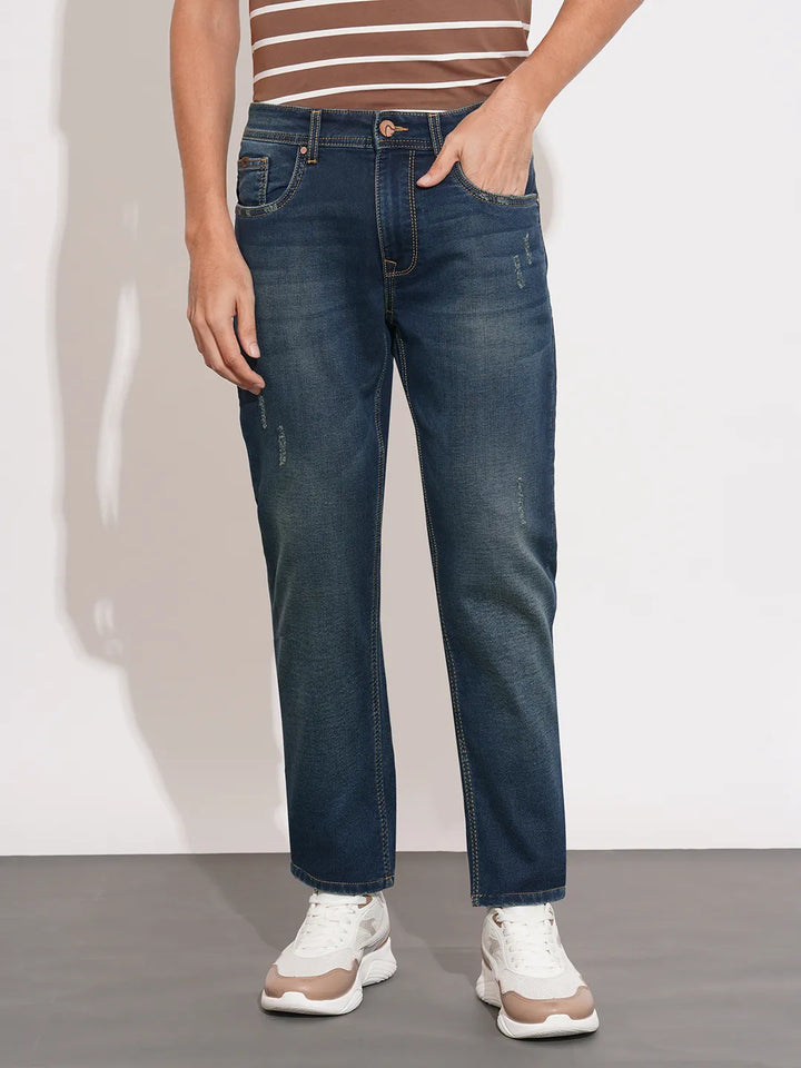Blue Neon-Slim Fit Denims for Men by Being Human Clothing