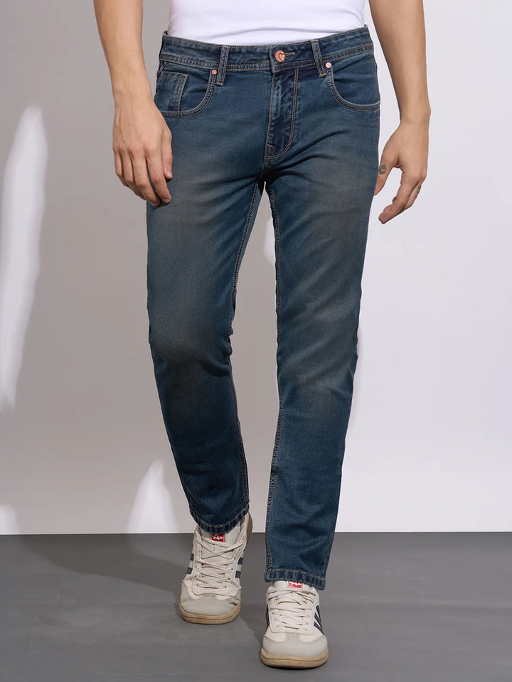 Blue Krypton-Straight Fit Denims for Men by Being Human Clothing