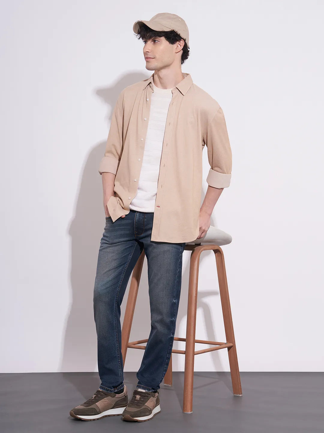 Being Human Men's Dark Blue Straight Fit Mid-Wash Jeans