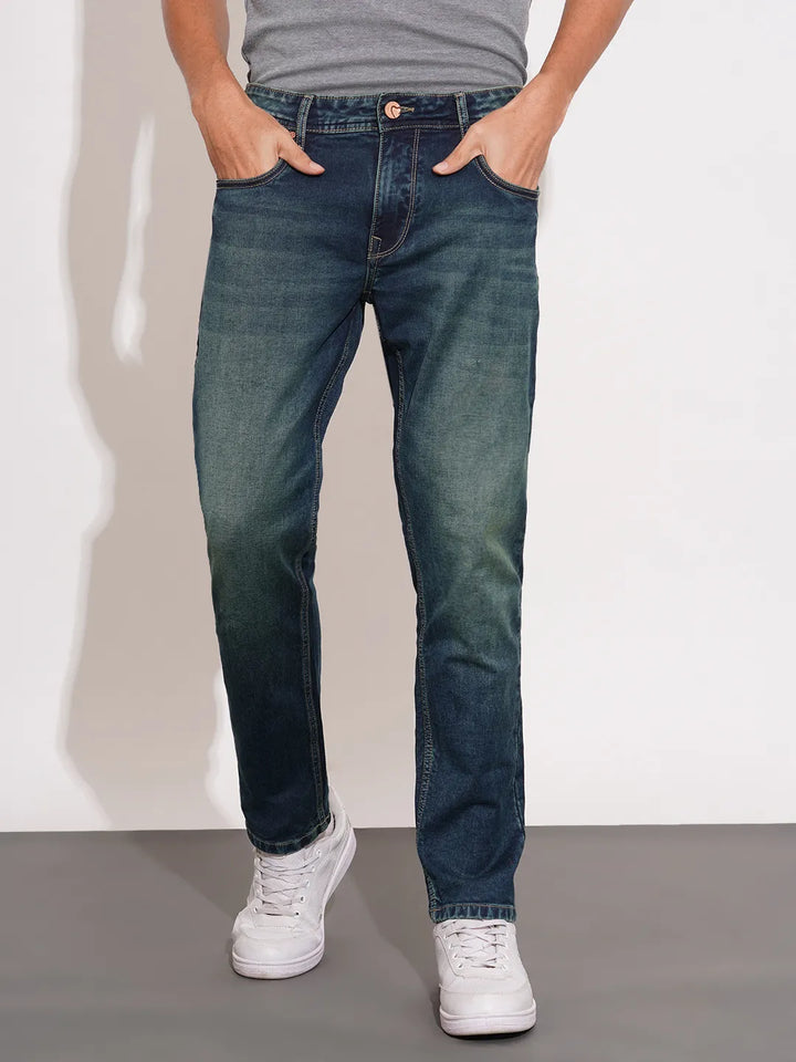Blue Krypton-Straight Fit Denims for Men by Being Human Clothing