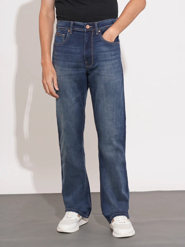 Blue Krypton-Straight Fit Denims for Men