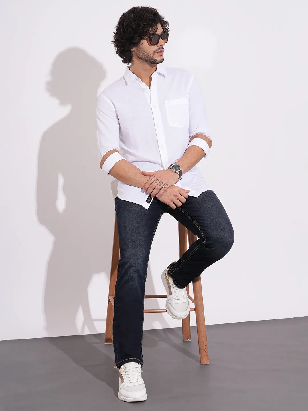 Being Human Men's Navy Straight Fit Mid-Wash Jeans