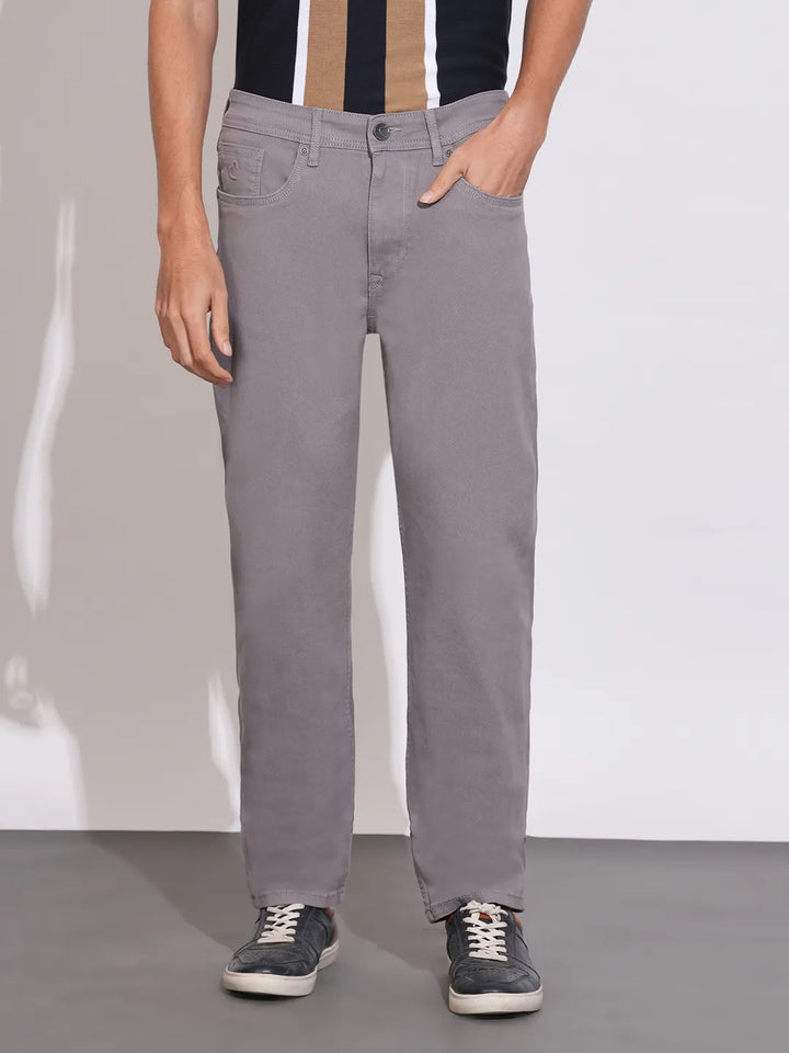 Grey Straight Fit Cotton Blend Men's Denims by Being Human Clothing
