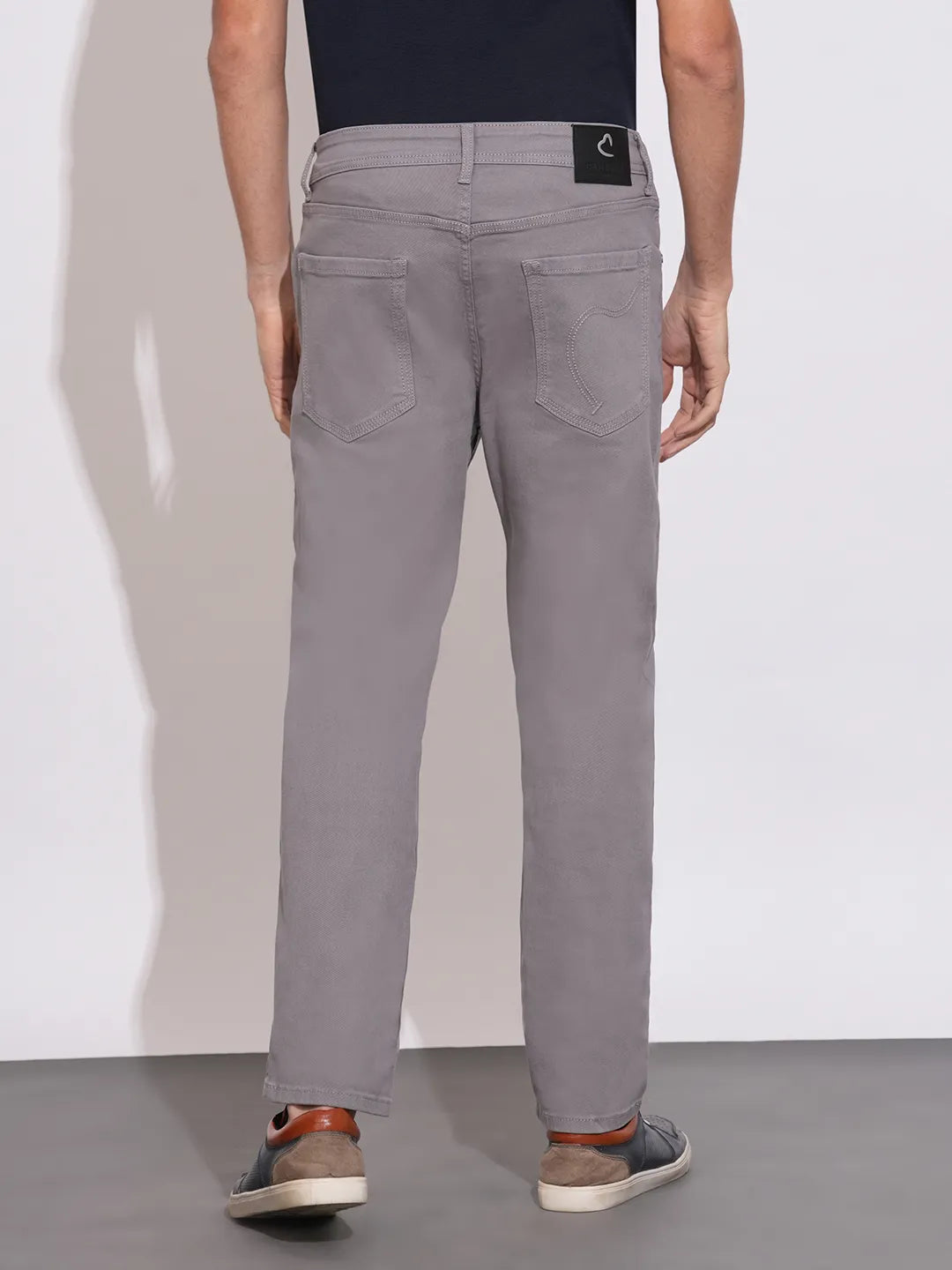 Grey Straight Fit Cotton Blend Men's Denims by Being Human Clothing