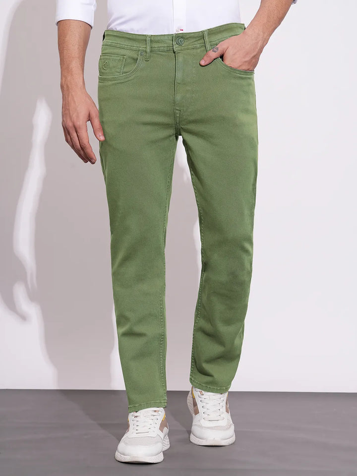 Olive Krypton-Straight Fit Denims for Men by Being Human Clothing