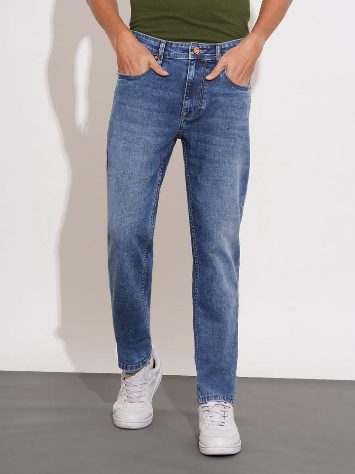 Blue Krypton-Straight Fit Denims for Men by Being Human Clothing