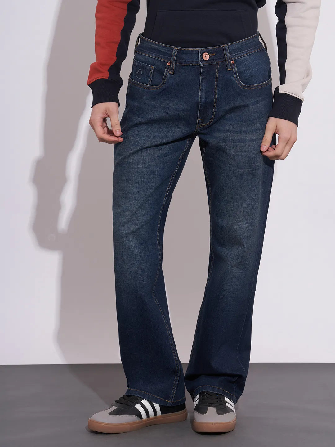 Being Human Men's Dark Blue Mid-Rise Boot Cut Jeans