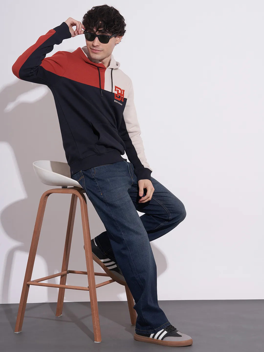 Being Human Men's Dark Blue Mid-Rise Boot Cut Jeans