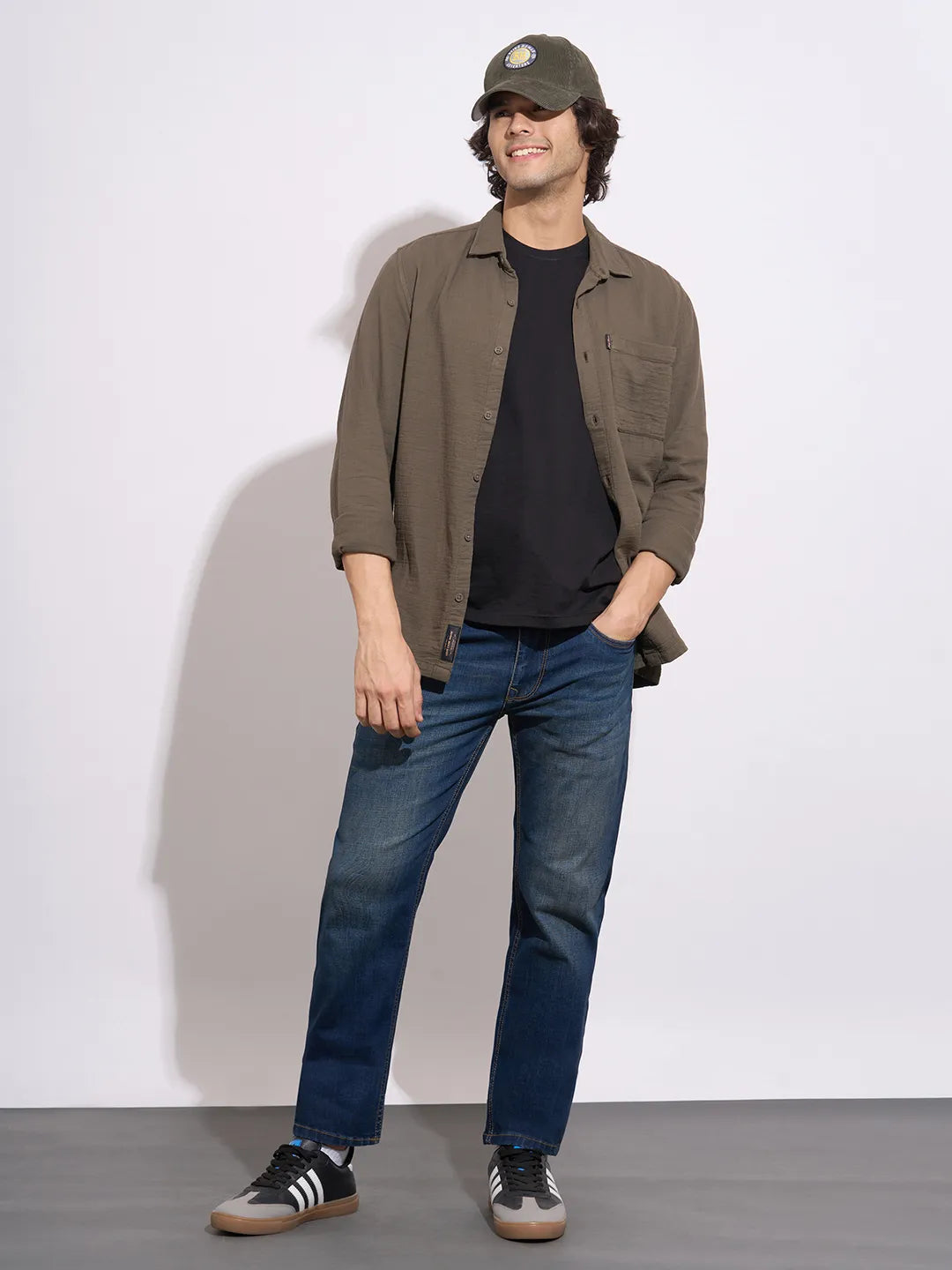 Men's Dark Blue Mid-Rise Straight Fit Jeans by Being Human Clothing