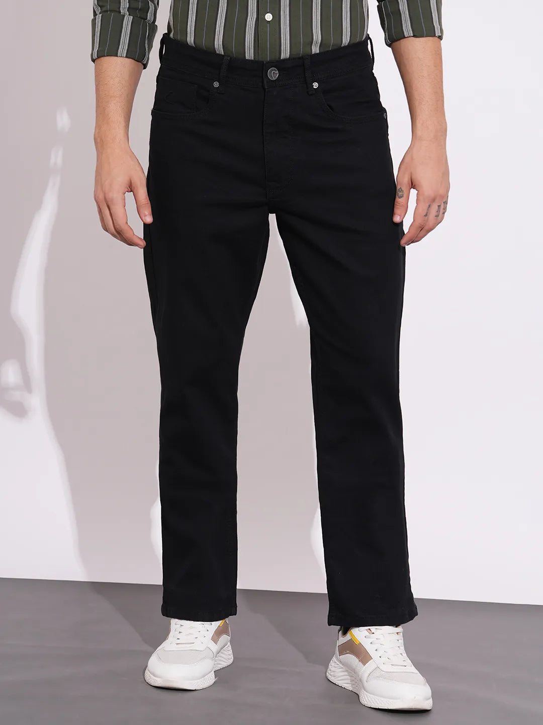 Men's Black Boot Cut Mid-Rise Jeans by Being Human Clothing