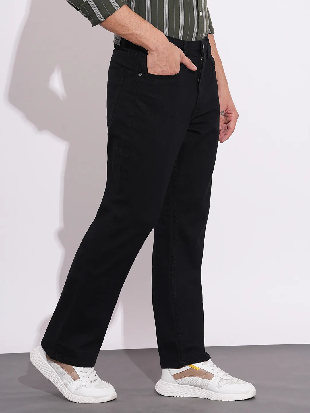 Men's Black Boot Cut Mid-Rise Jeans by Being Human Clothing