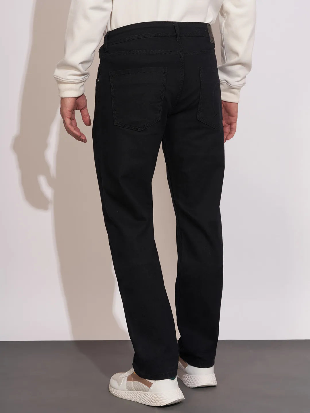 Black Straight Fit Denims For Men By Being Human Clothing