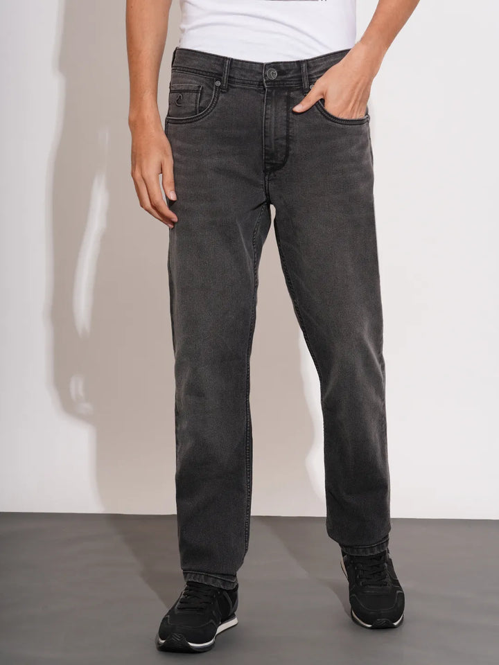 Grey Straight Fit Denims For Men By Being Human Clothing