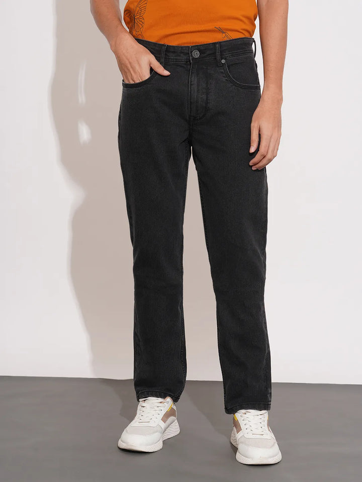 Black Krypton-Straight Fit Denims for Men by Being Human Clothing