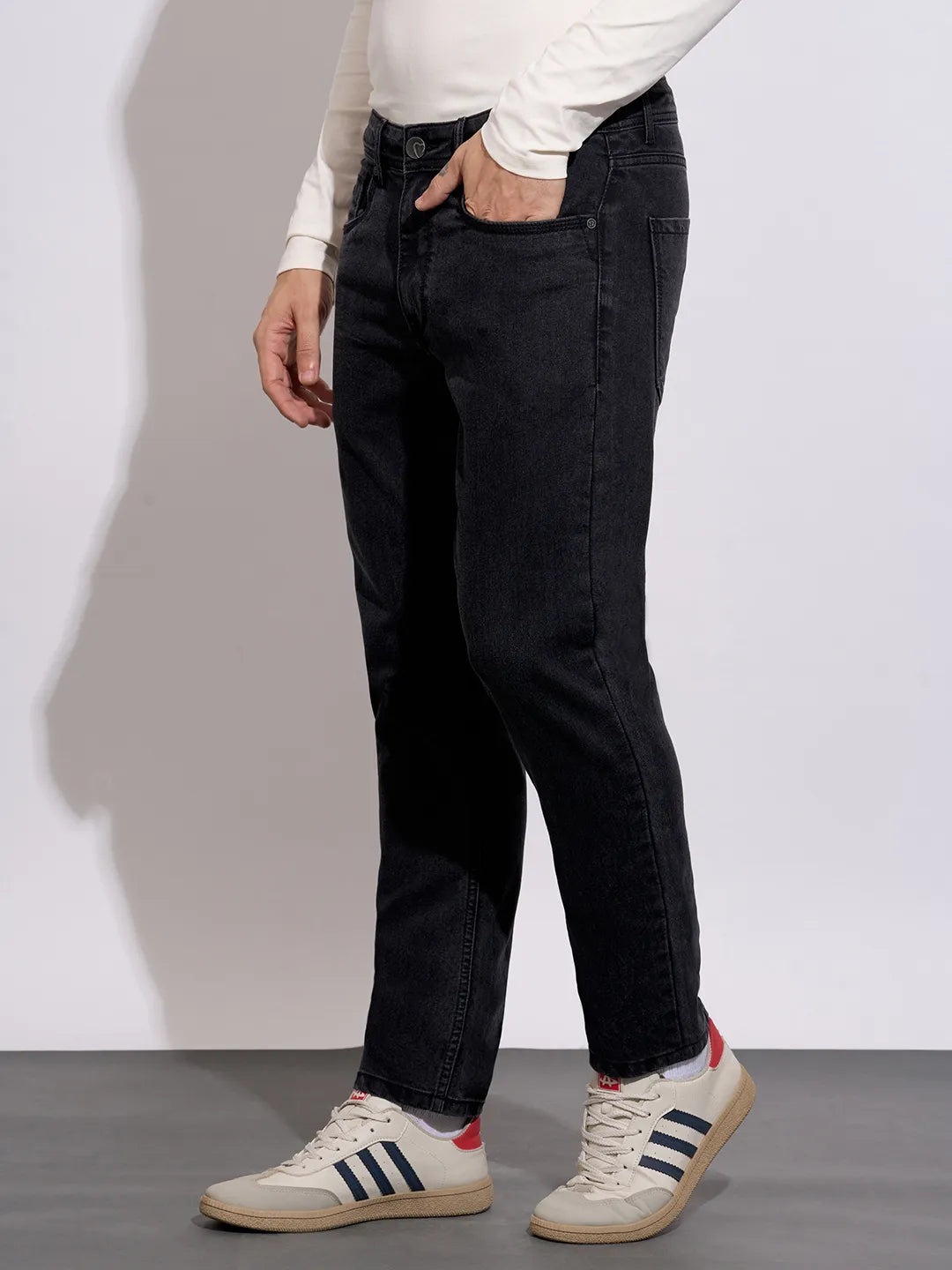 Men's Black Mid-Rise Slim Fit Jeans by Being Human Clothing