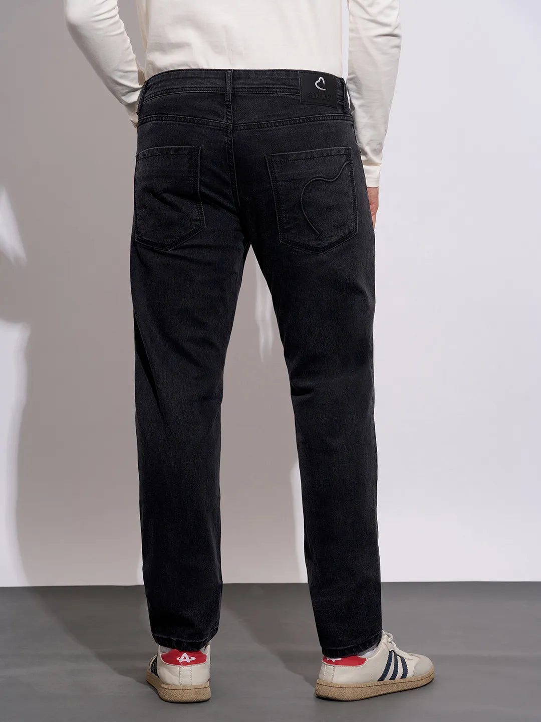 Men's Black Mid-Rise Slim Fit Jeans by Being Human Clothing