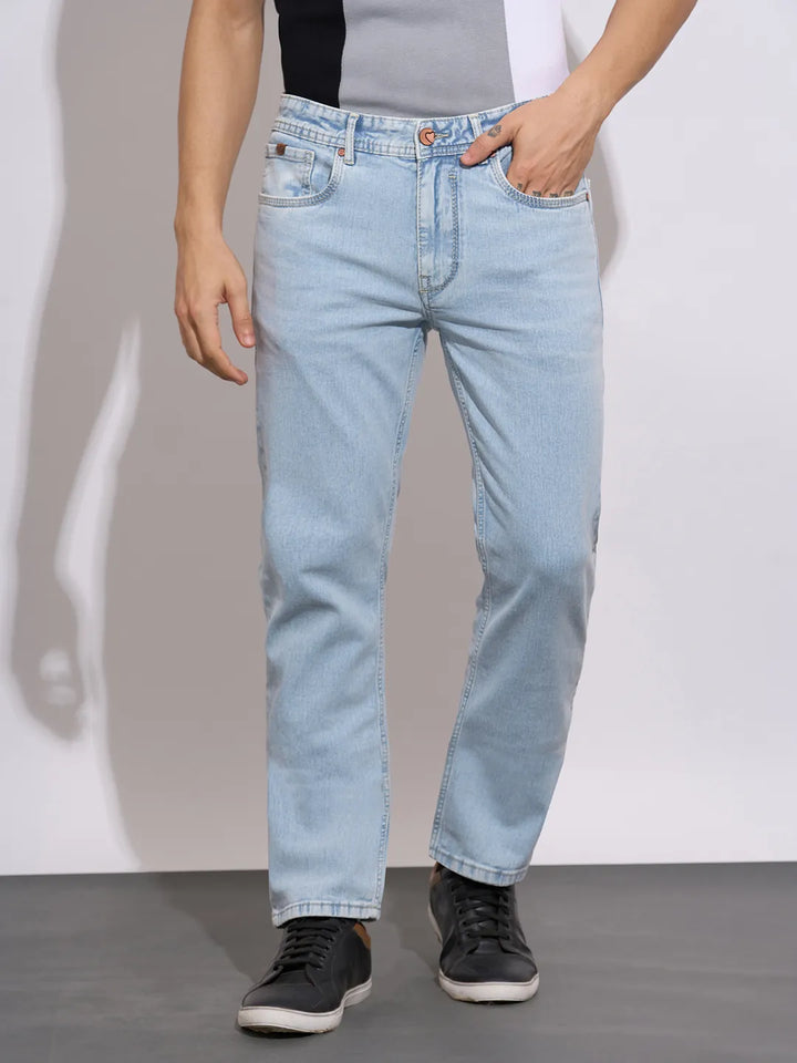 Blue Krypton-Straight Fit Denims for Men