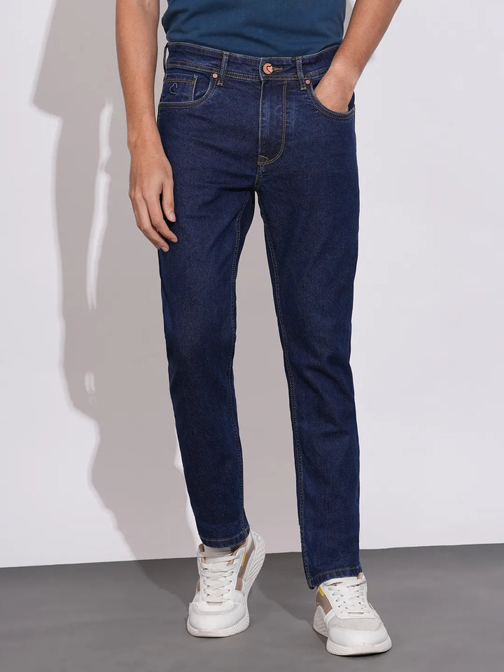 Blue Krypton-Straight Fit Denims for Men by Being Human Clothing