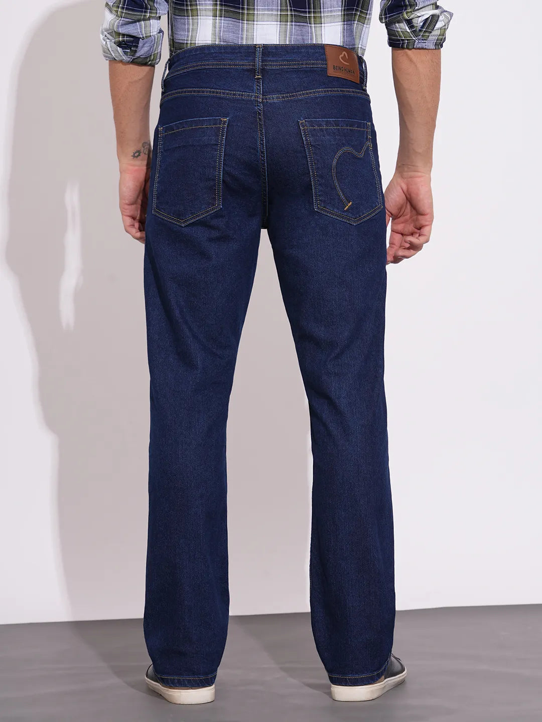 Being Human Men's Dark Blue Mid-Rise Boot Cut Jeans