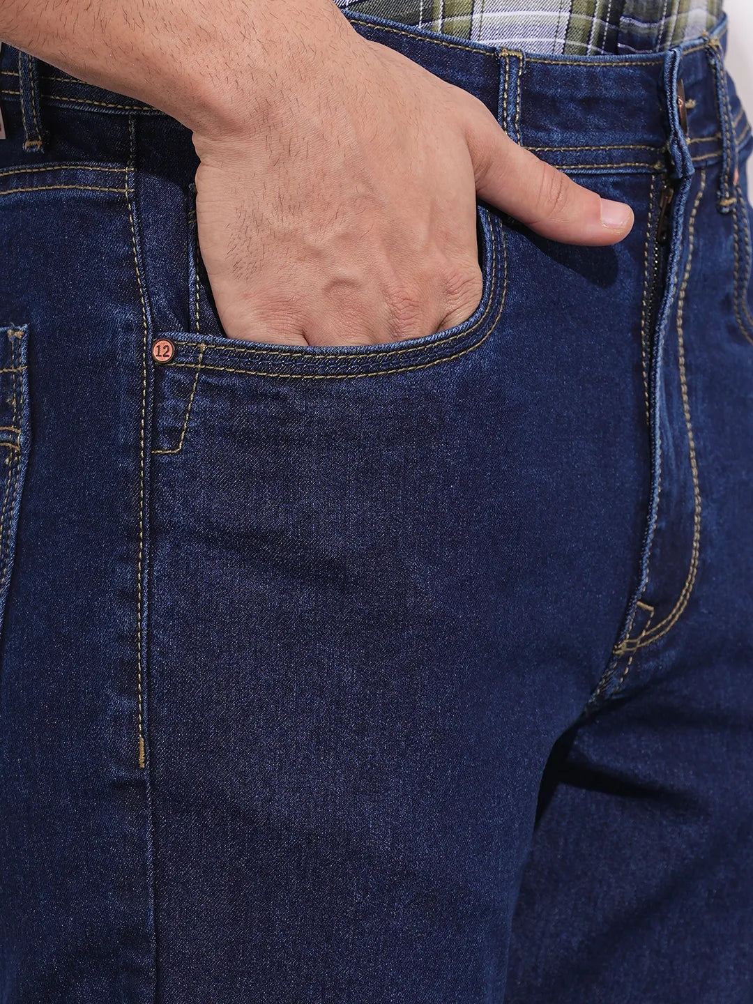 Being Human Men's Dark Blue Mid-Rise Boot Cut Jeans