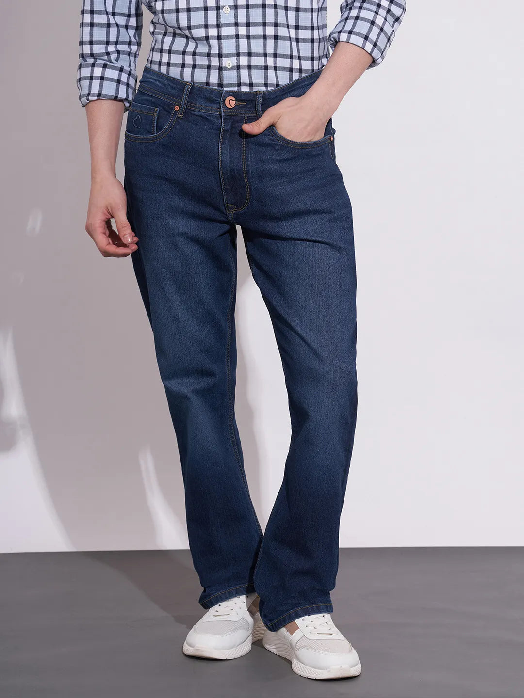 Men's Dark Blue Boot Cut Jeans by Being Human Clothing