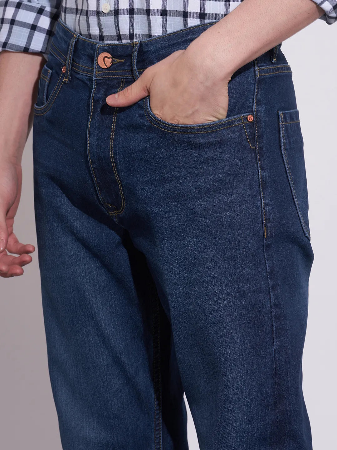 Men's Dark Blue Boot Cut Jeans by Being Human Clothing