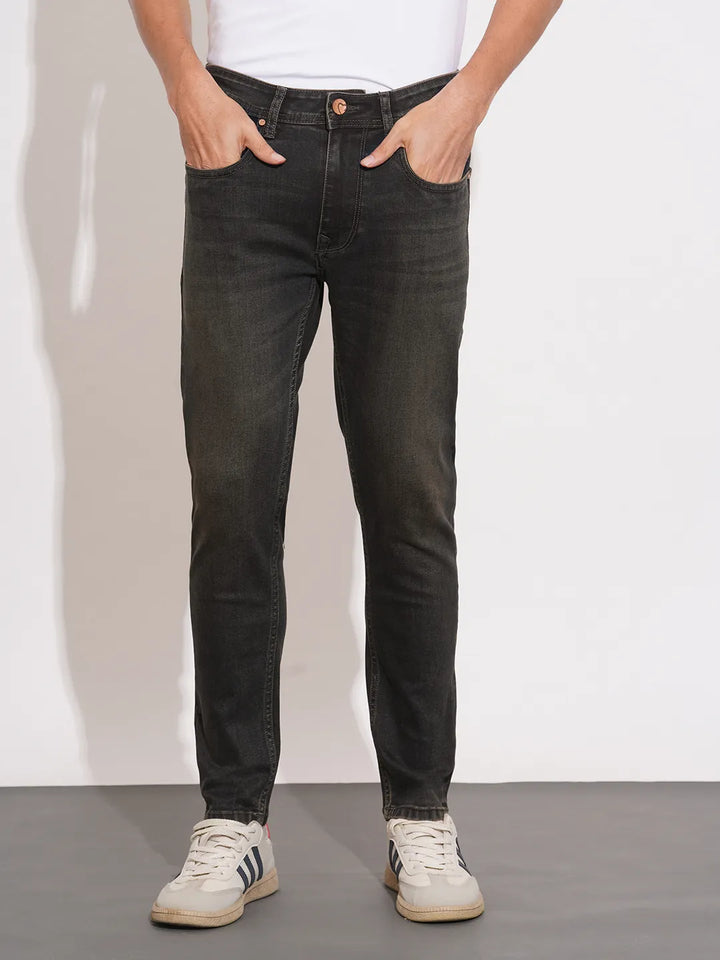 Grey Argon-Cropped Fit Denims for Men by Being Human Clothing