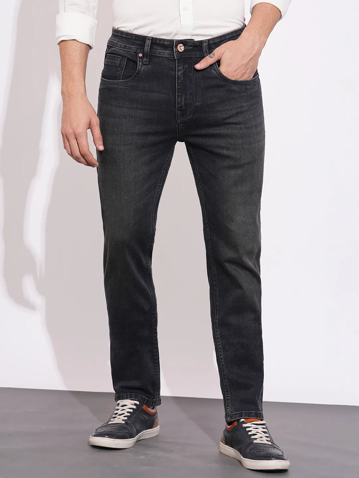 Charcoal Straight Fit Denims For Men By Being Human Clothing