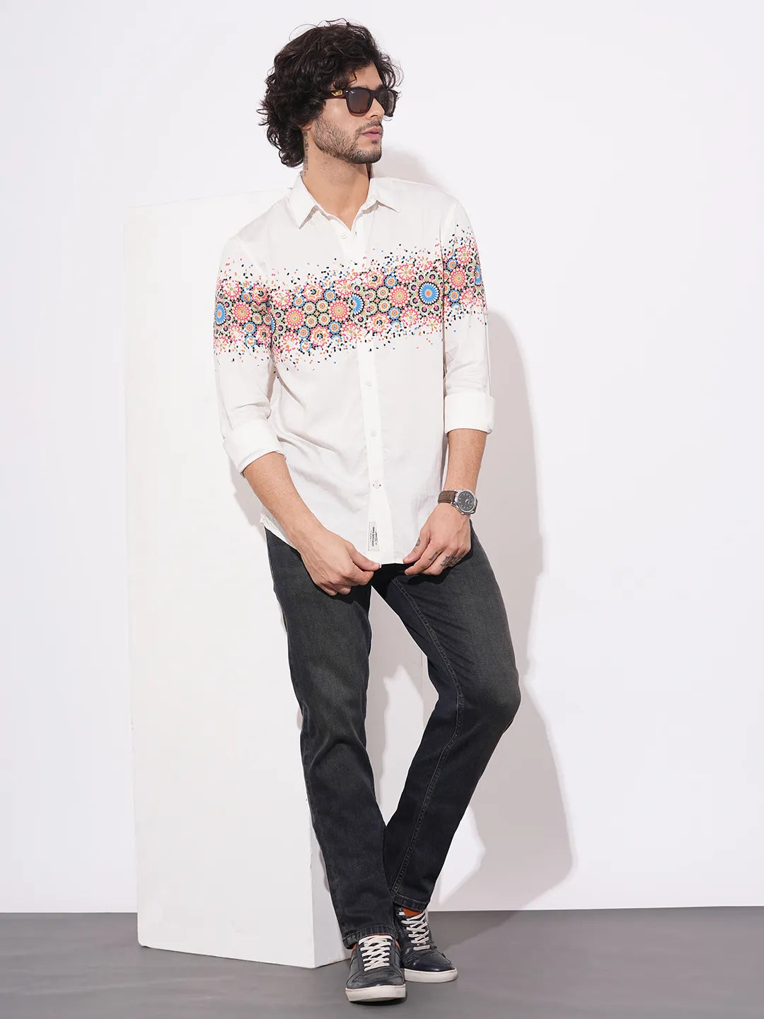 Men's Grey Straight Fit Mid-Wash Jeans by Being Human Clothing