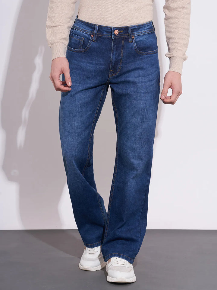 Blue Krypton-Straight Fit Denims for Men by Being Human Clothing