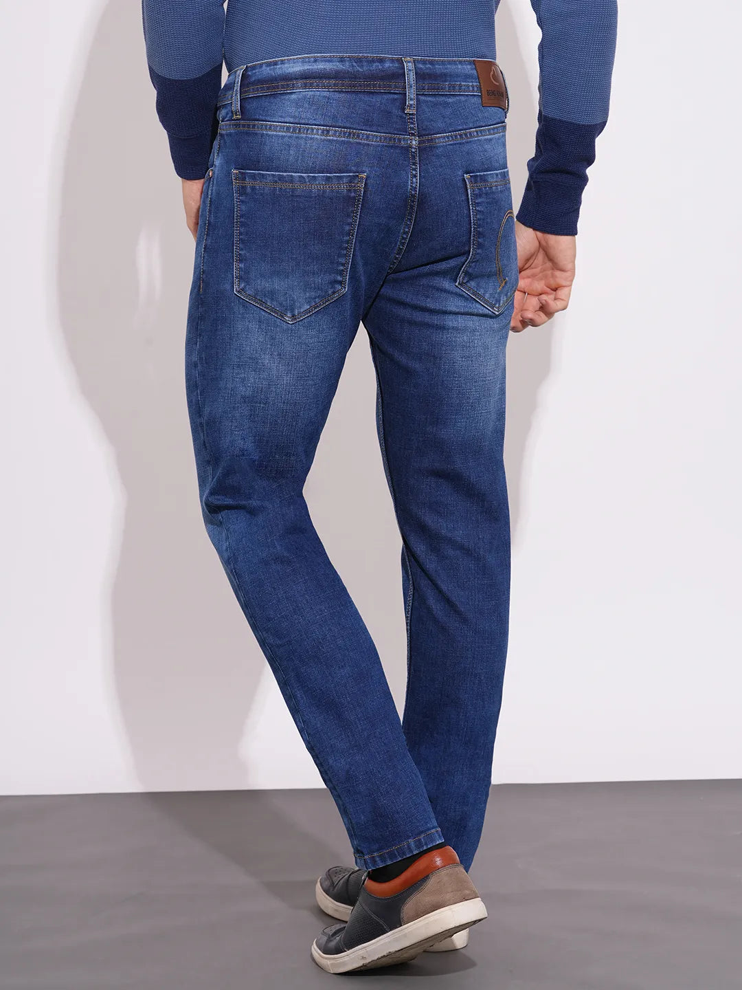 Men's Blue Mid-Rise Cropped Fit Skinny Jeans by Being Human Clothing