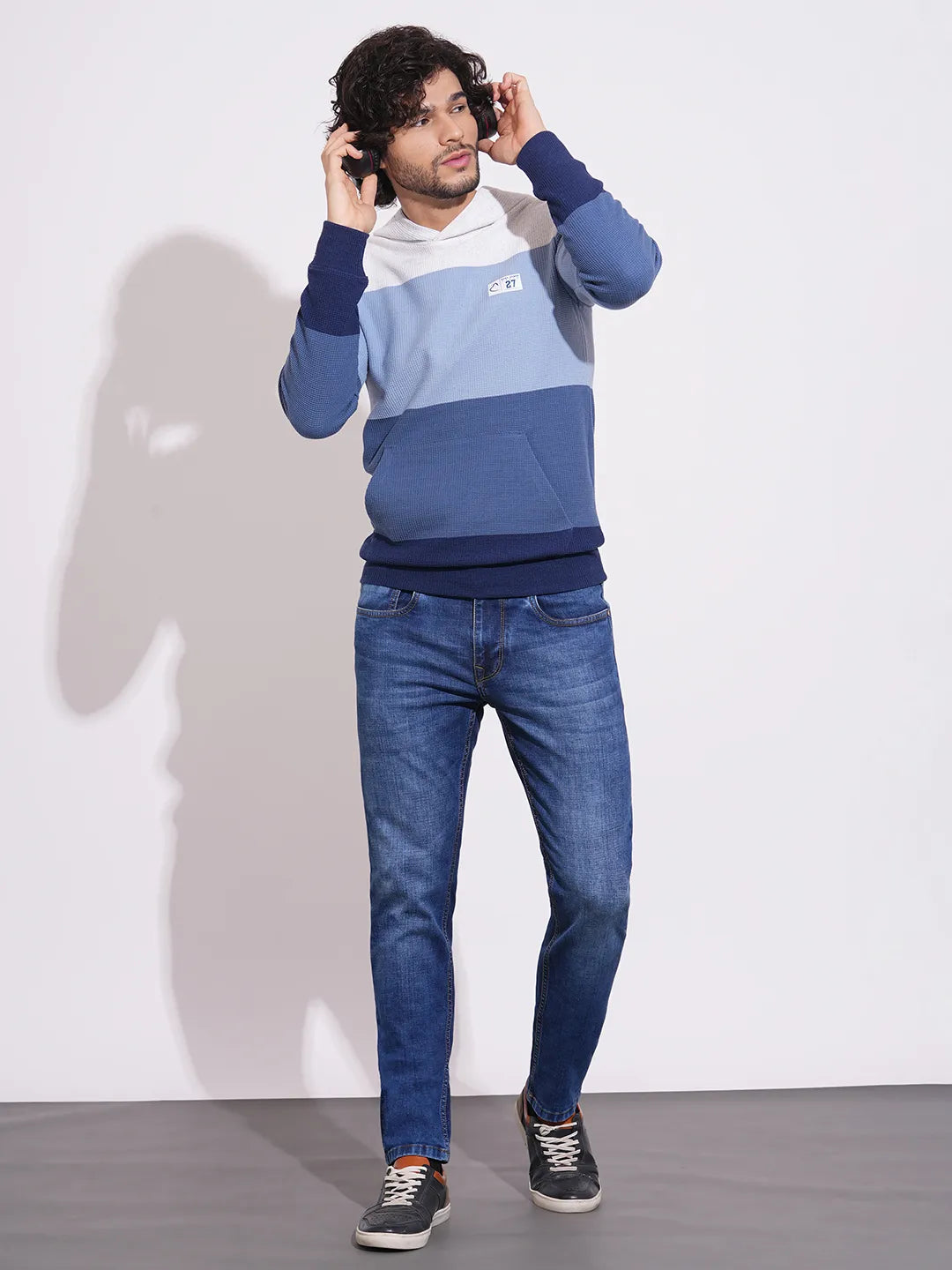 Men's Blue Mid-Rise Cropped Fit Skinny Jeans by Being Human Clothing