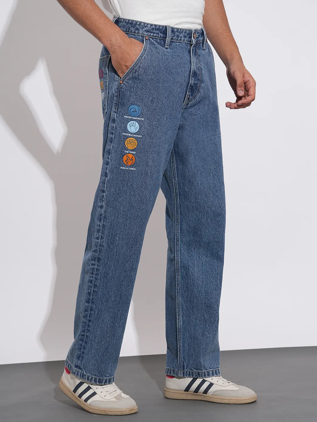 Fantastic Four Mid Rise Blue Straight-Fit Jeans By Being Human