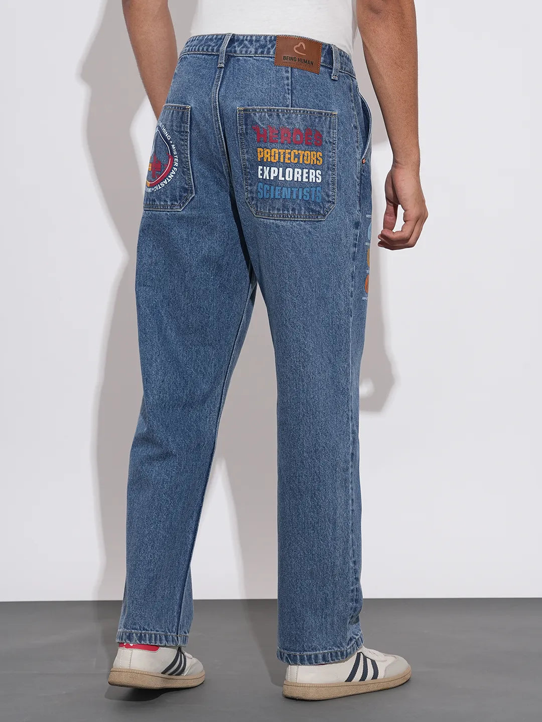 Fantastic Four Mid Rise Blue Straight-Fit Jeans By Being Human