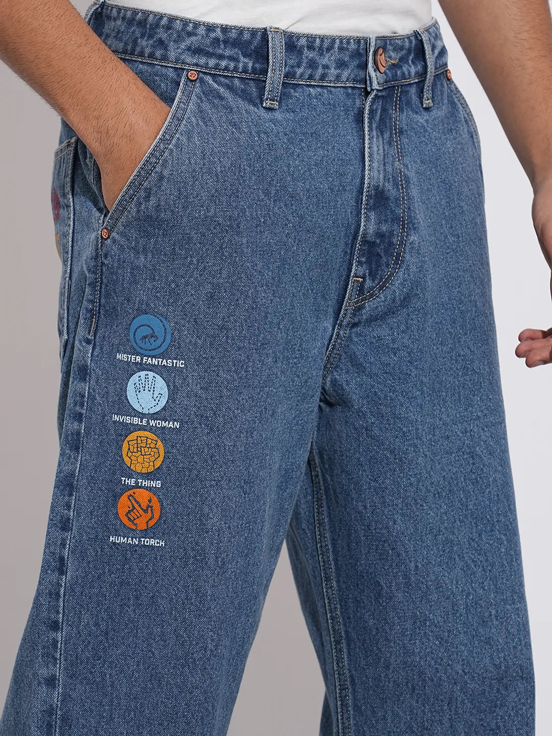 Fantastic Four Mid Rise Blue Straight-Fit Jeans By Being Human