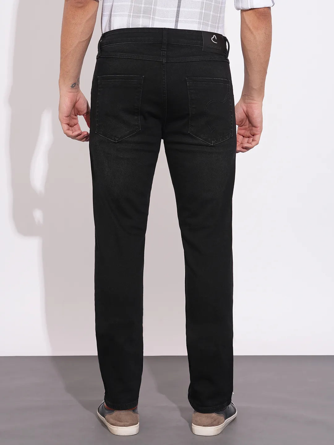 Men's Black Mid-Rise Straight Fit Light-Wash Jeans by Being Human Clothing